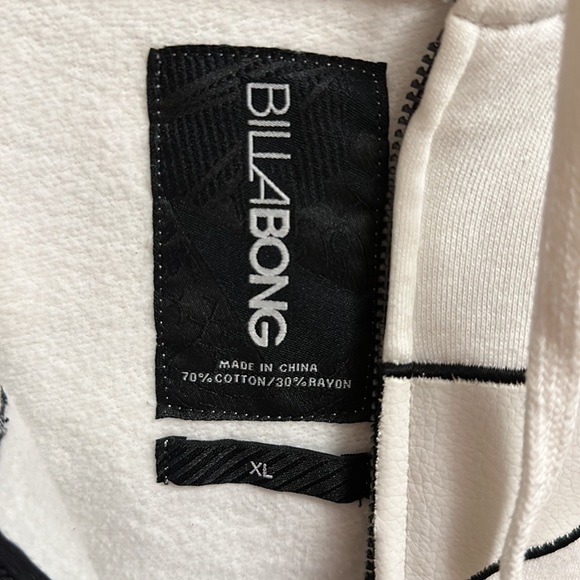 Men’s Billabong White Zip Up Hoodie Size XL - Picture 2 of 3